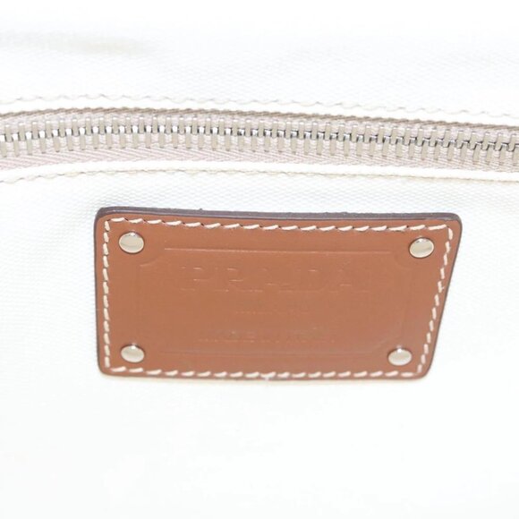 PRADA Canapalage Hand Bag Canvas White Silver 1BG350 Auth 101308SV - Picture 2 of 15